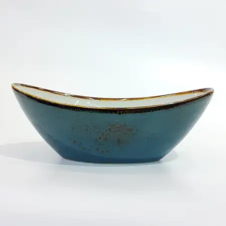 #KK6093-BL; Ceramic boat bowl 8 inches..