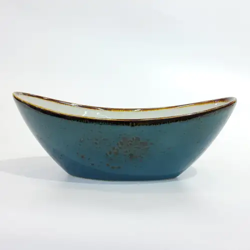 #KK6093-BL; Ceramic boat bowl 8 inches