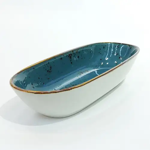 #KK6215-BL; Ceramic 9 inches oval deep plate