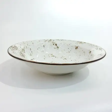 #KK7243-WT; Ceramic deep plate 9 inches..