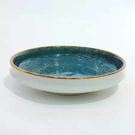 #KK8202-BL; Ceramic 17cm round plate..