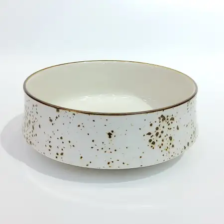 #KK8233-WT; Ceramic deep round 15cm bowl..