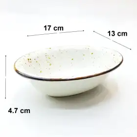 #KK8799-WT; Ceramic oval bowl 17cm