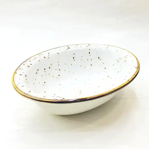 #KK8799-WT; Ceramic oval bowl 17cm