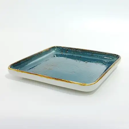 #KK9087-BL; Ceramic 8 inches square plat..
