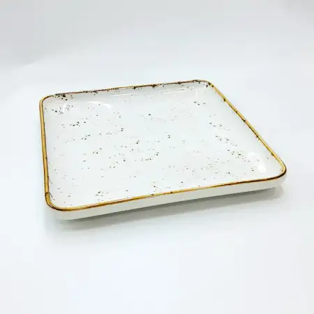 #KK9087-WT; Ceramic 8 inches square plat..