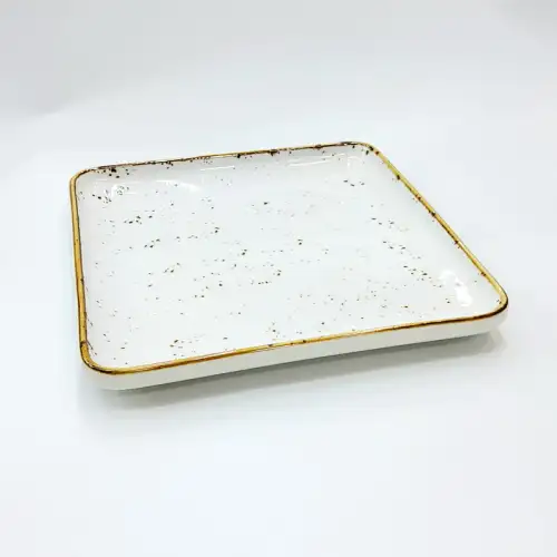 #KK9087-WT; Ceramic 8 inches square plate