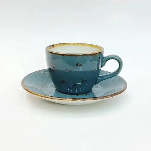#KKE100-BL; Ceramic coffee cup with saucer 100ml