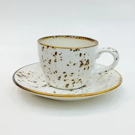 #KKE150-WT; Ceramic coffee cup with sauc..