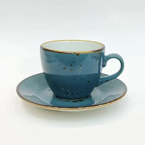 #KKE190-BL; Ceramic coffee cup with saucer 180ml