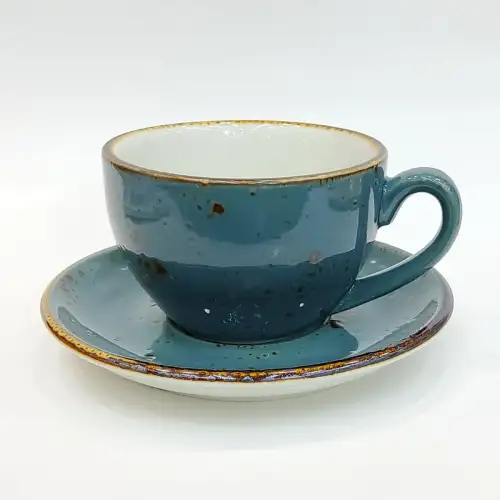 #KKEG220-BL; Ceramic coffee cup with saucer 220ml