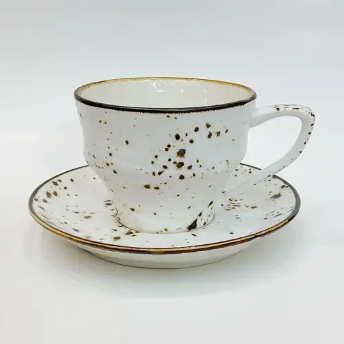 #KKW190-WT; Ceramic coffee cup with saucer 185ml