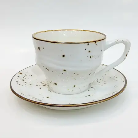 #KKW250-WT; Ceramic coffee cup with sauc..