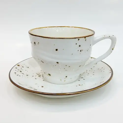 #KKW250-WT; Ceramic coffee cup with saucer 230ml