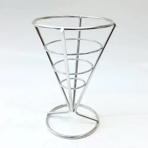 #MH-9551; Stainless steel mini fries holder cone shape 10x15cm