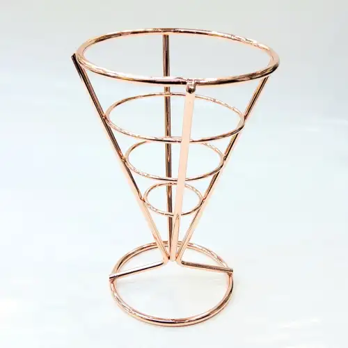 #MH-9551RGD; Stainless steel mini fries holder cone 10x15cm #MH-9551RGD; Stainless steel mini fries holder cone 10x15cm
