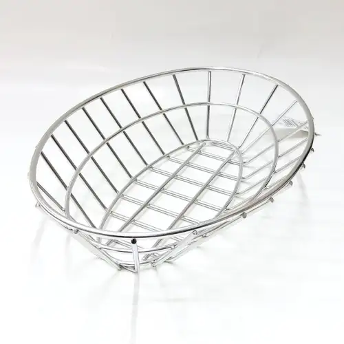 #MH238160-SS; Stainless steel oval food basket 23.8x16cm