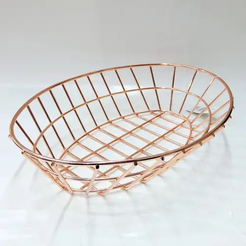 #MH279203-RGD; Stainless steel oval food basket 27.9x20.3cm