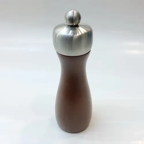 #MJPMS6-BN; 6" wood + stainless steel pepper mill BN