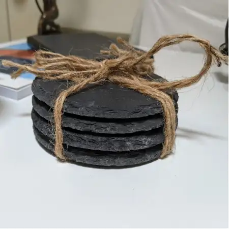 #SLT10R; Slate Coaster round Set Of 4; 1..