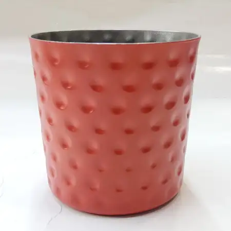 #SVCH8S-R;  Fries cup hammered 8.4x8.2cm..