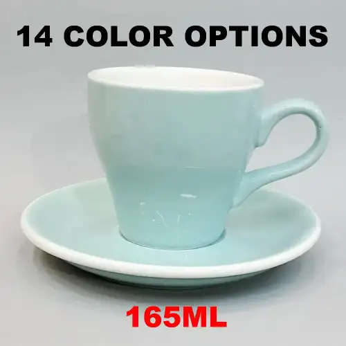 #TL180; Ceramic Coffee cup with saucer 165ml Tulip shape