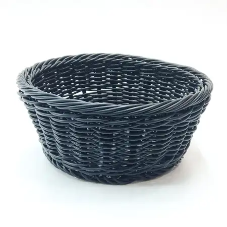 #WK211695-BK; PP rattan basket round 20c..