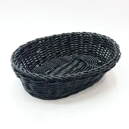 #WK251965-BK; PP rattan basket oval 25x1..