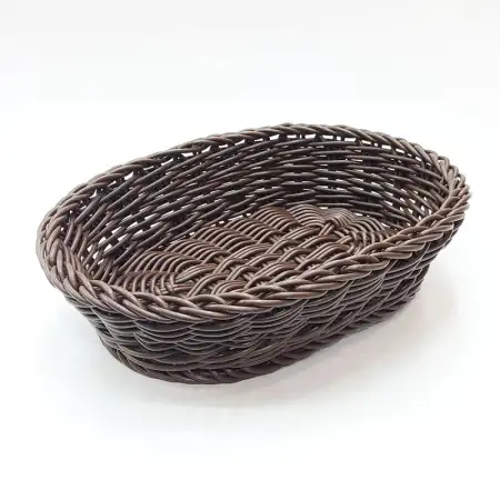 #WK251965-BN; PP rattan basket oval 25x1..