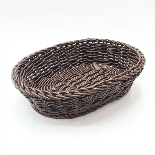 #WK251965-BN; PP rattan basket oval 25x19cm