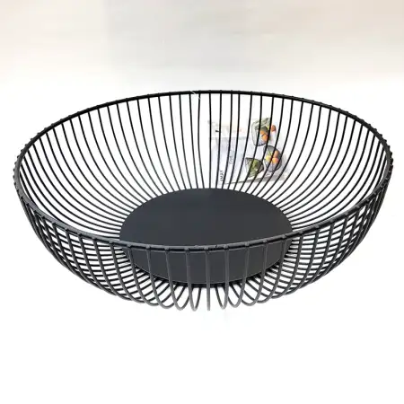 #YM3101B; Metal fruit basket black..