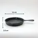 #YY079-6-14; Cast iron pan round 14cm + wood