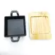 #YY085-1; Cast iron pan 12.5x12.5cm with wood tray