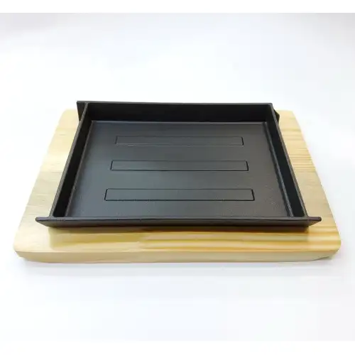 #YY2016; Cast iron pan 22x16cm + wood